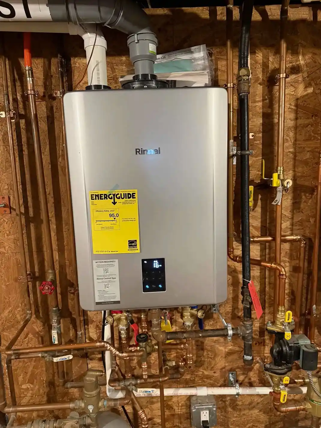 Rinnai combi boiler installation in a Cambridge, MA home by Boston Tank Swap